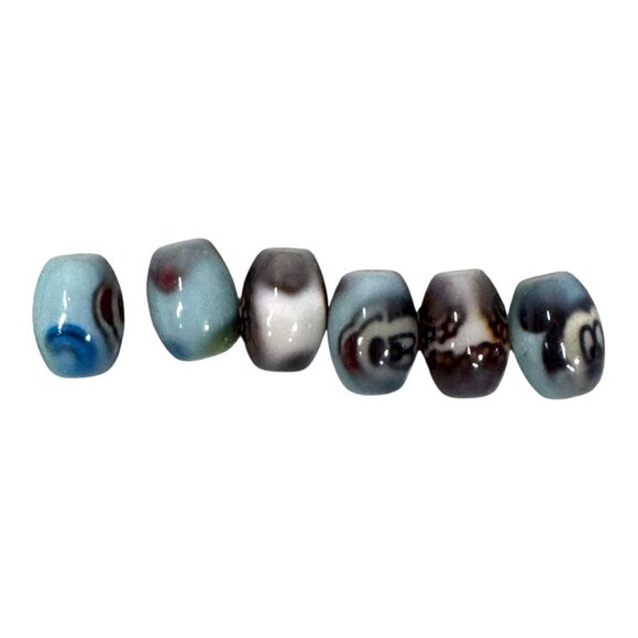 Artisan Piccasso Style Handmade Lampwork Glass Beads Artisan Crafted Blue Black - Picture 3 of 10